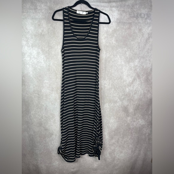 Proenza Schouler White Label Striped Ribbed-Knit Sleeveless Dress In Black Sz L - Picture 2 of 10